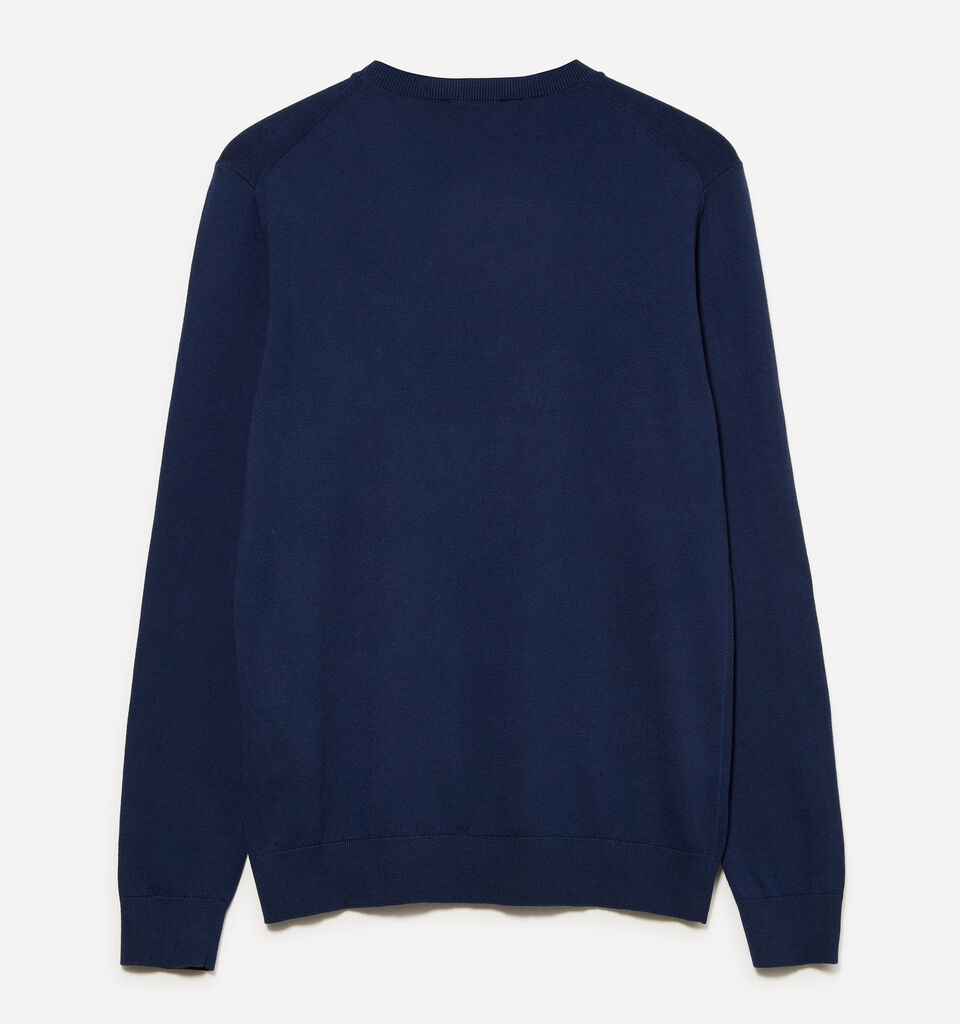 Blue crew neck sweater - men's crew neck sweaters - Dark Blue | Sisley image number 2